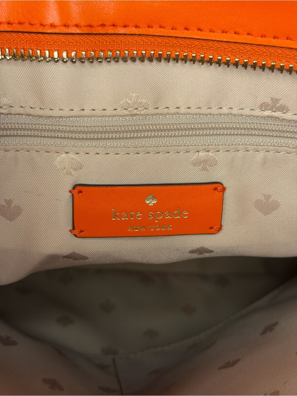 Kate Spade Orange Leather Tote Shoulder Bag Fall Halloween - Picture 8 of 9